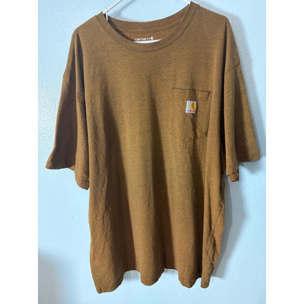 Carhartt Mens K87 Loose Fit Pocket T-Shirt Brown 2XL Heavyweight Tee Workwear